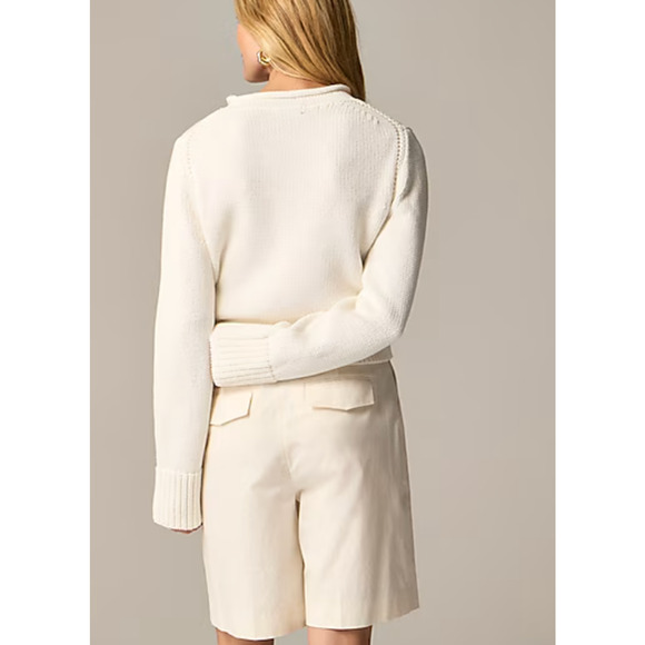 J Crew Heritage Cotton Rollneck Sweater XS White NWT Prep Tennis CE485 J.Crew - Picture 2 of 5